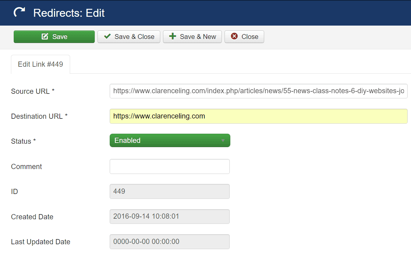 Joomla Website redirects done