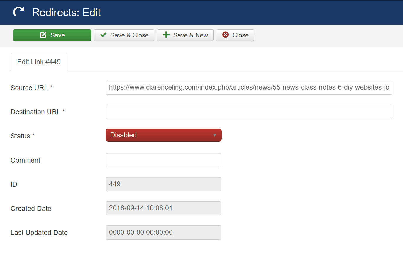 Joomla website redirects edit